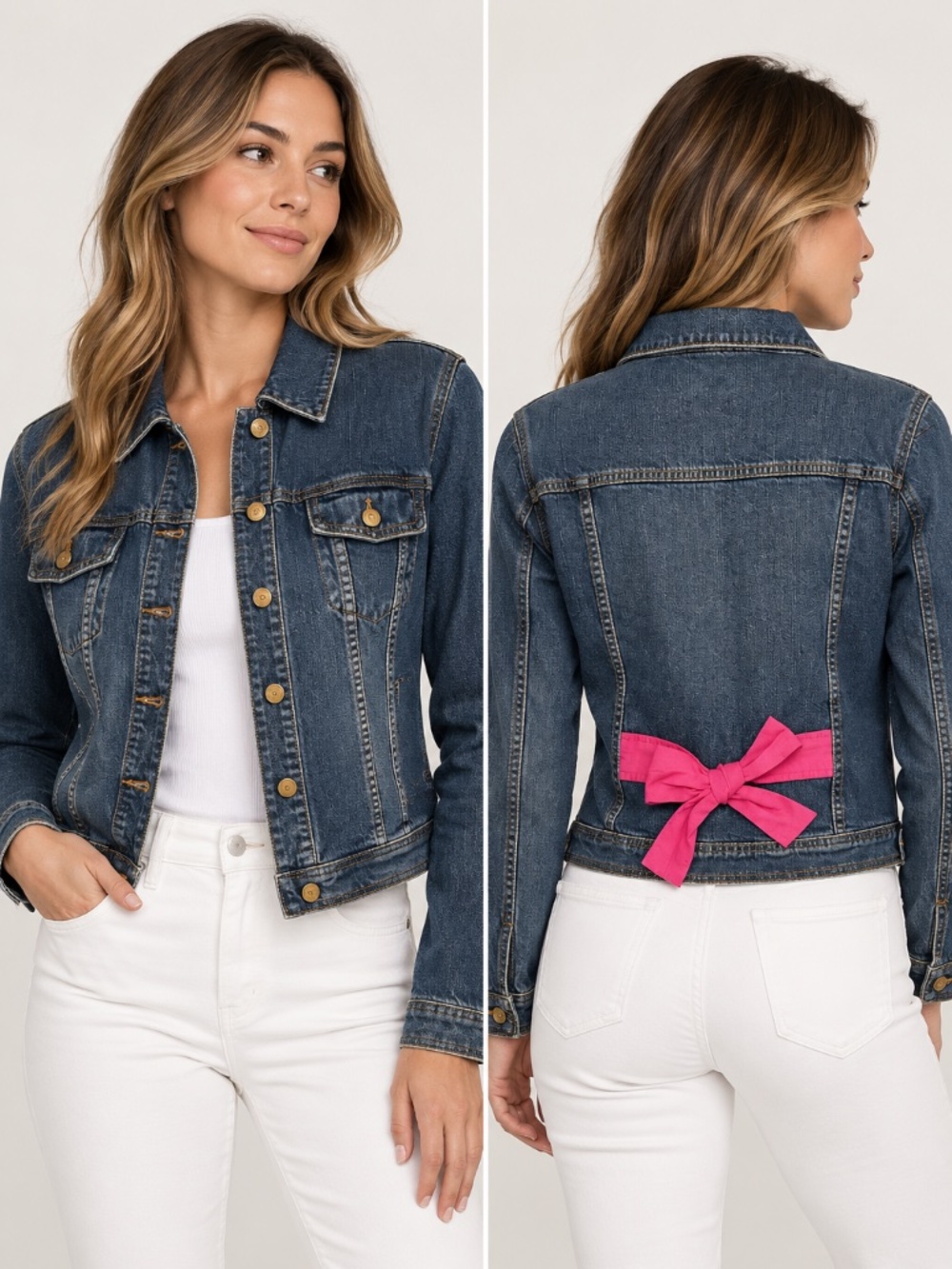 Lilly Pulitzer Denim Jacket with Pink Bow Detail